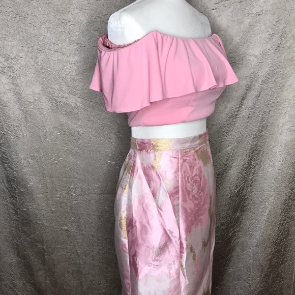 Jovani #59666 Pink Two Piece Mermaid Prom Gown - Picture 4 of 8